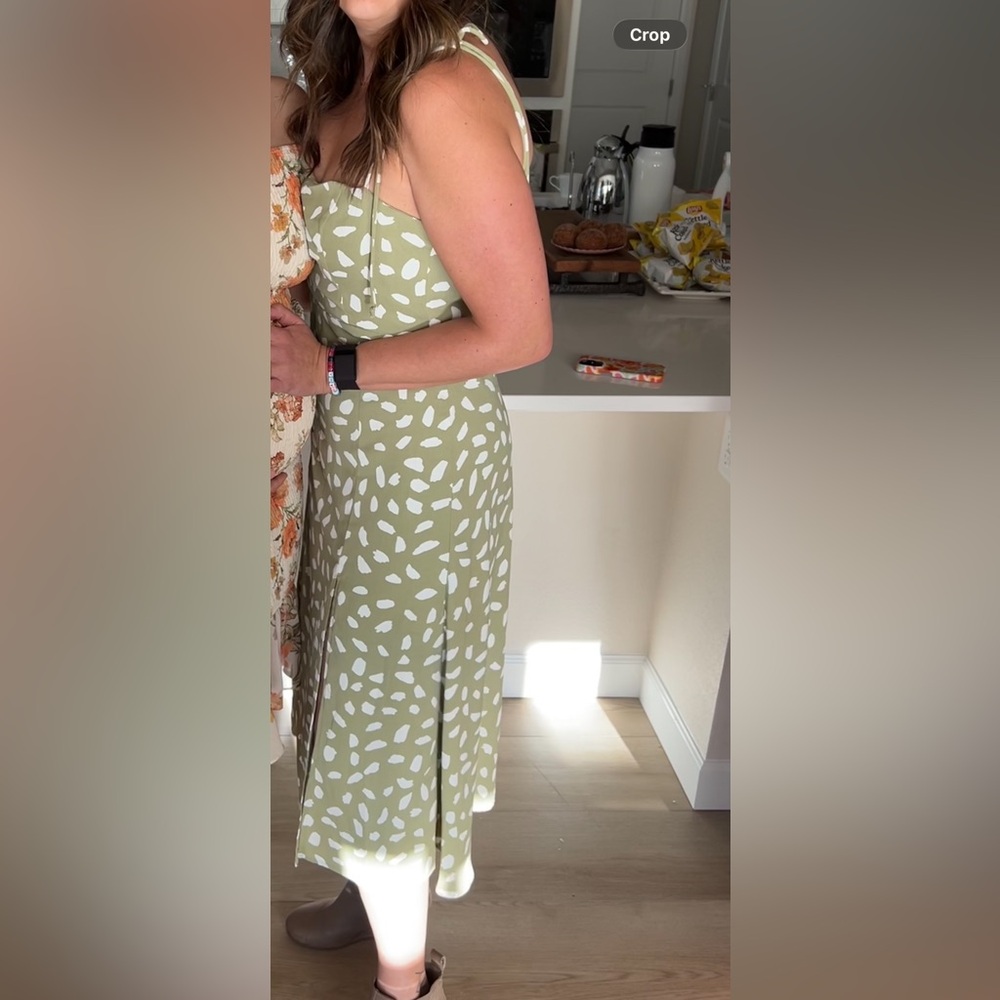 Lulus Party in Paris Sage Green Print Tie Strap Midi Dress